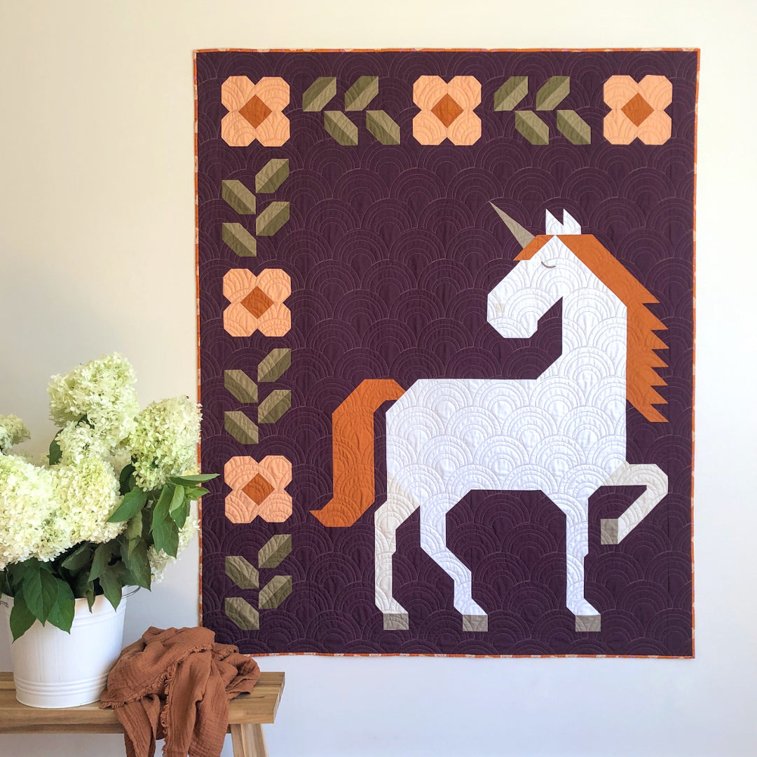 Unicorn Garden Quilt Kit (Cover - Kona RAISIN) image 2